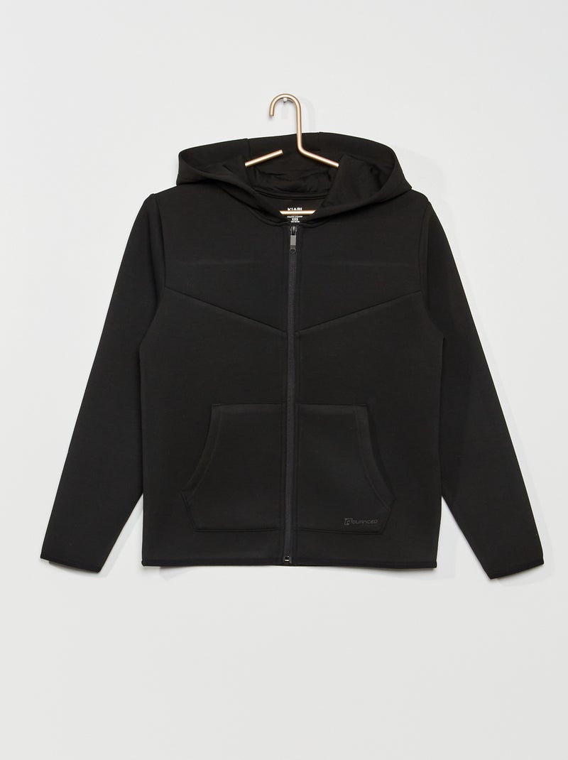 Sweatshirt com fecho em neopreno com capuz PRETO - Kiabi