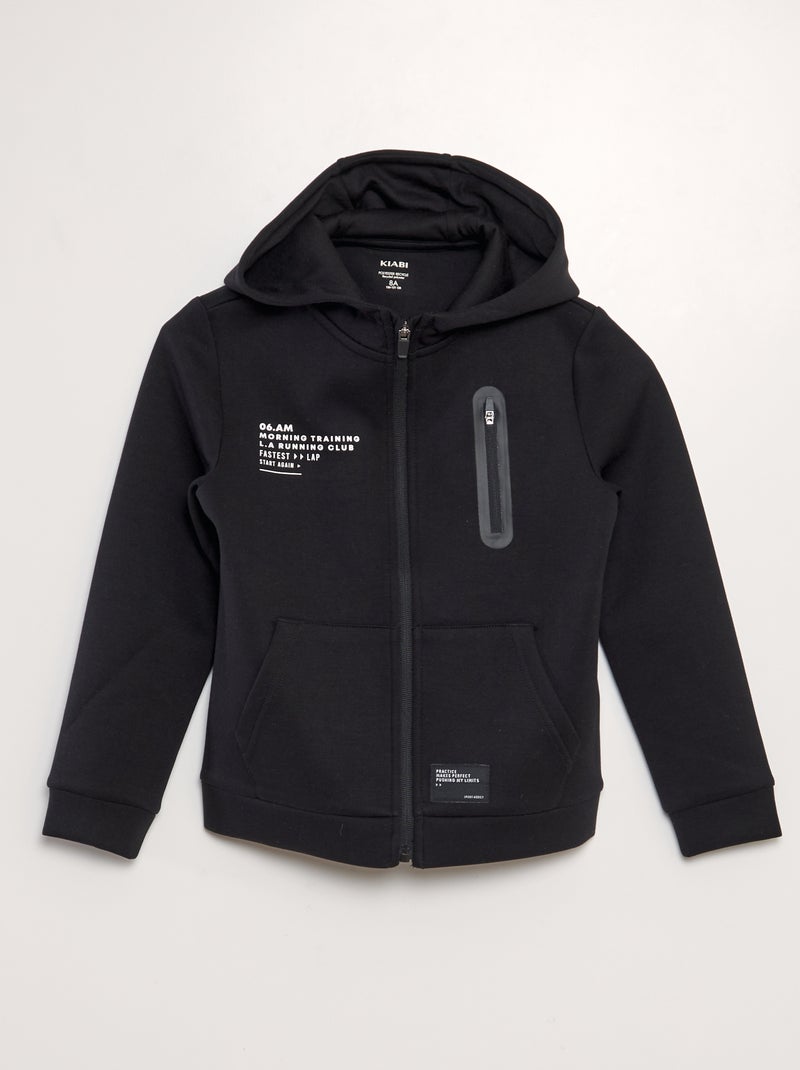 Sweatshirt com fecho em neopreno PRETO - Kiabi