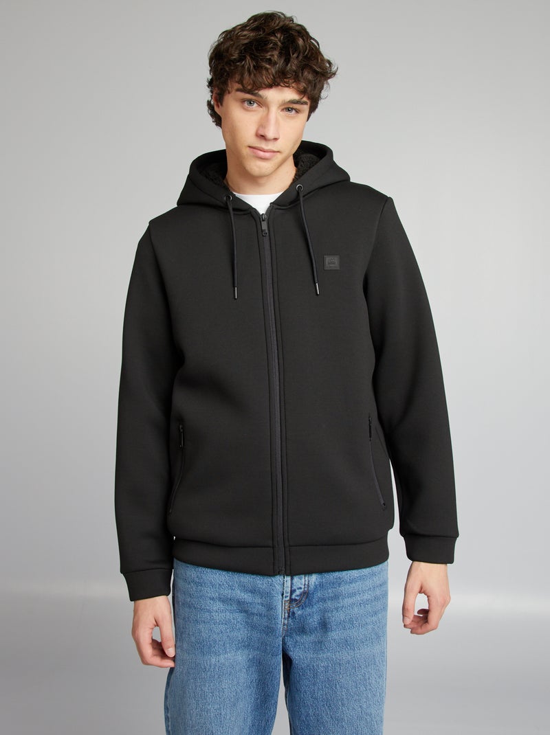 Sweatshirt com fecho em neopreno Preto - Kiabi