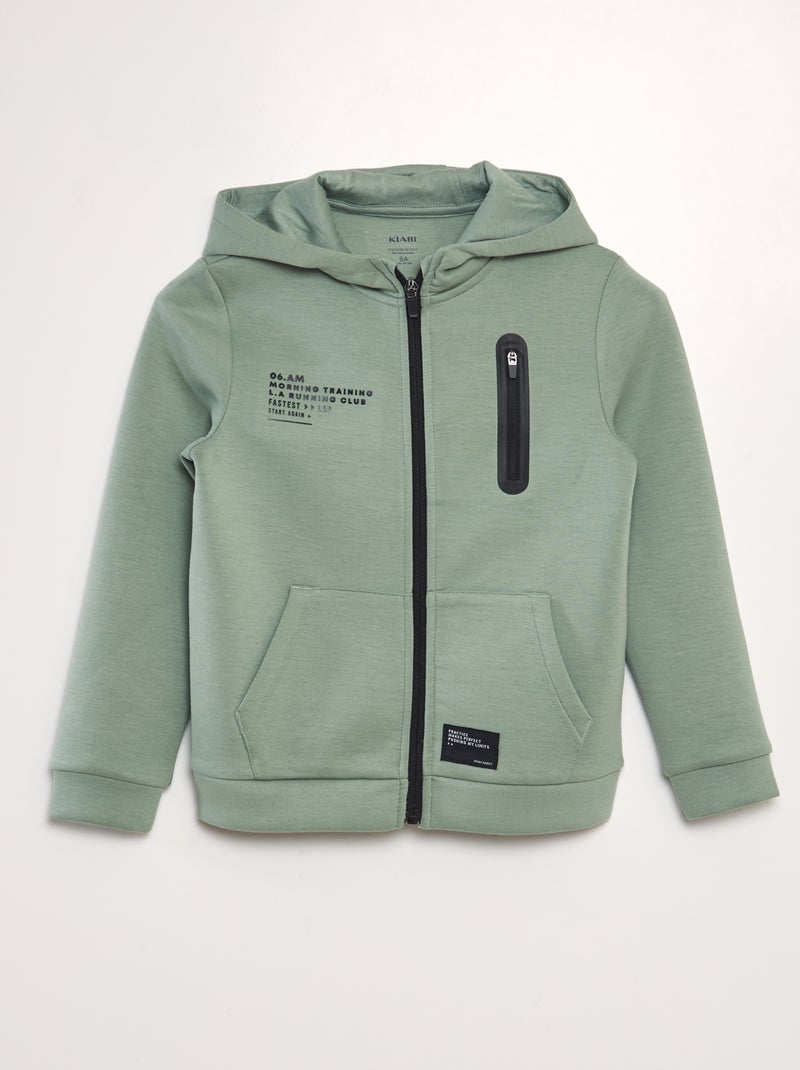 Sweatshirt com fecho em neopreno VERDE - Kiabi