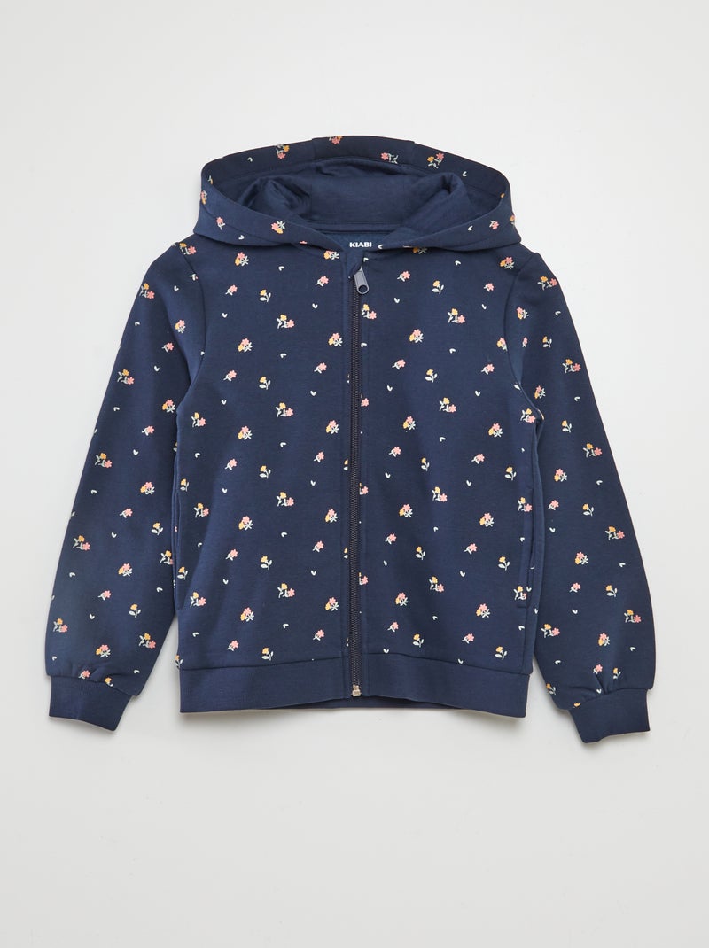 Sweatshirt com fecho estampada AZUL - Kiabi