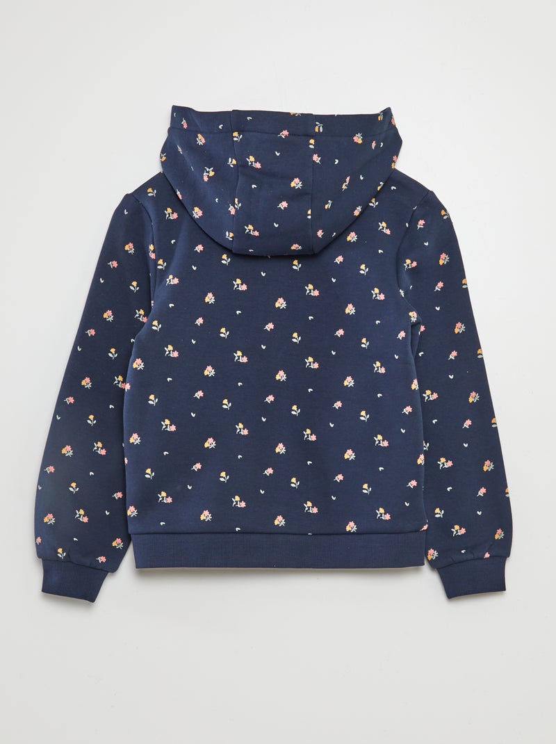 Sweatshirt com fecho estampada AZUL - Kiabi