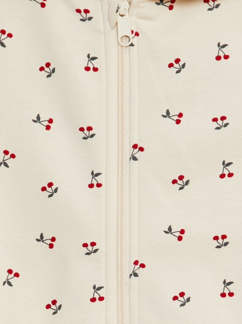 Sweatshirt com fecho estampada BEGE - Kiabi