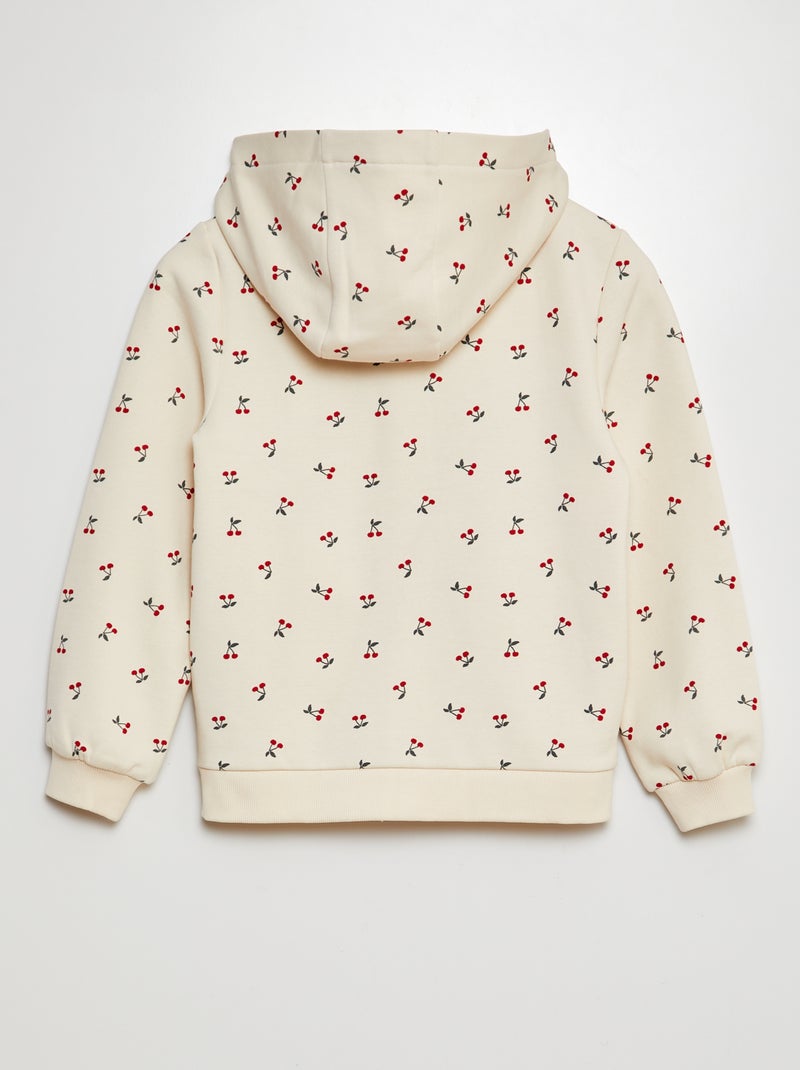 Sweatshirt com fecho estampada BEGE - Kiabi