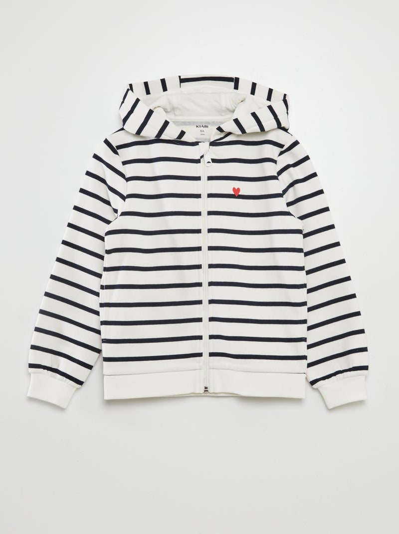Sweatshirt com fecho estampada BRANCO - Kiabi