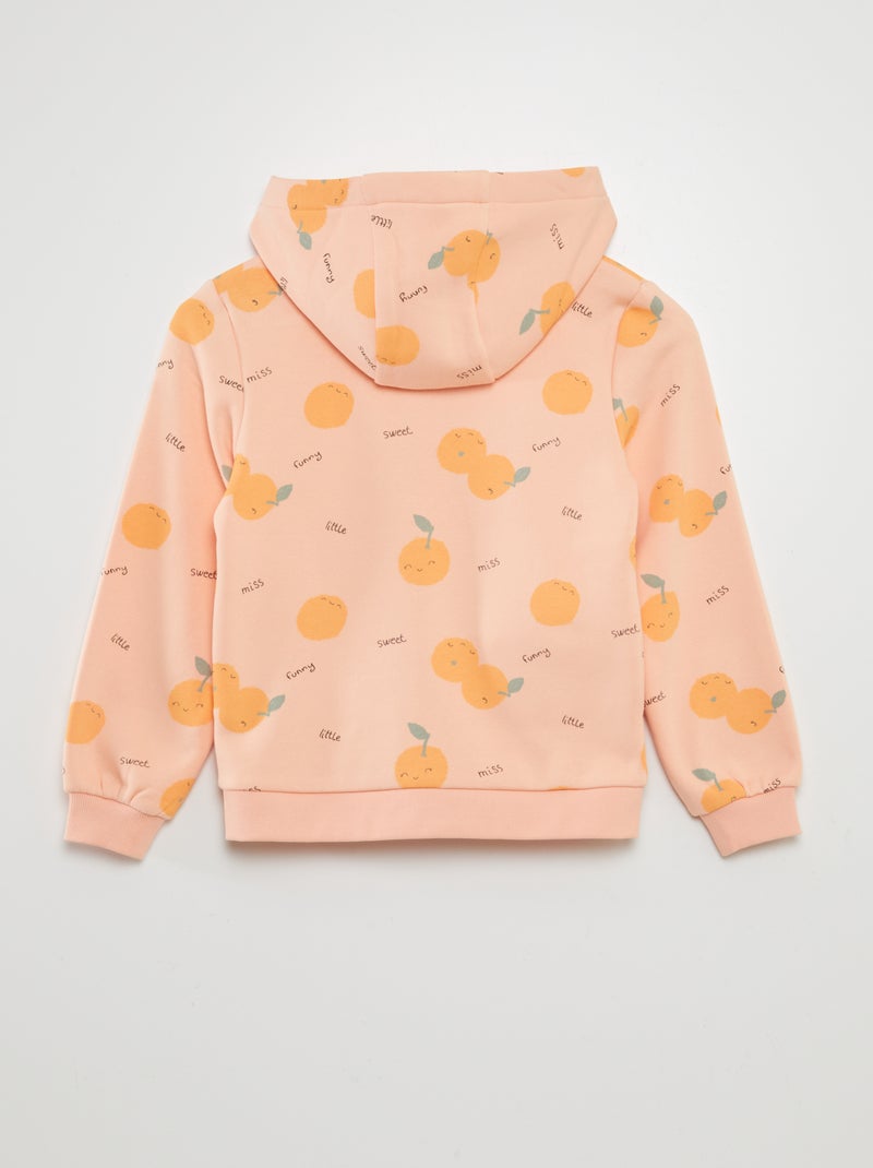 Sweatshirt com fecho estampada LARANJA - Kiabi