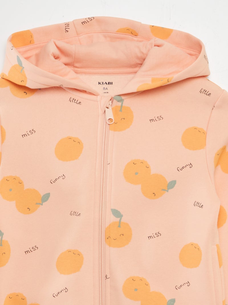 Sweatshirt com fecho estampada LARANJA - Kiabi