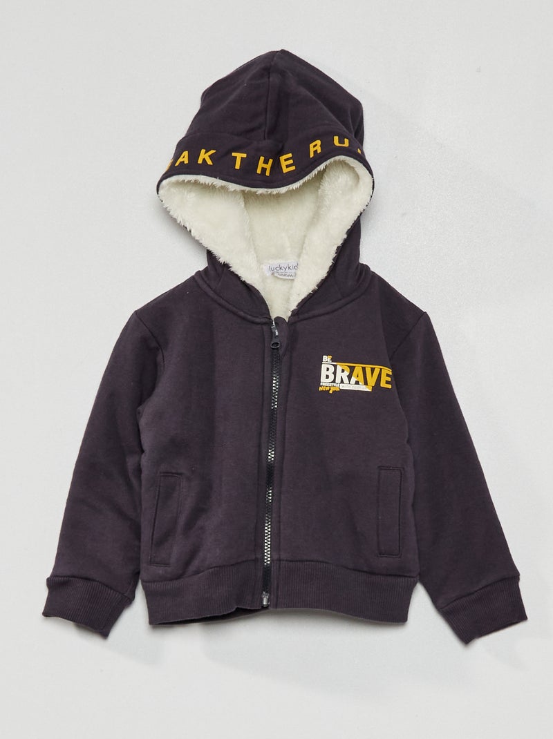 Sweatshirt com fecho forrada Azul Marinho - Kiabi