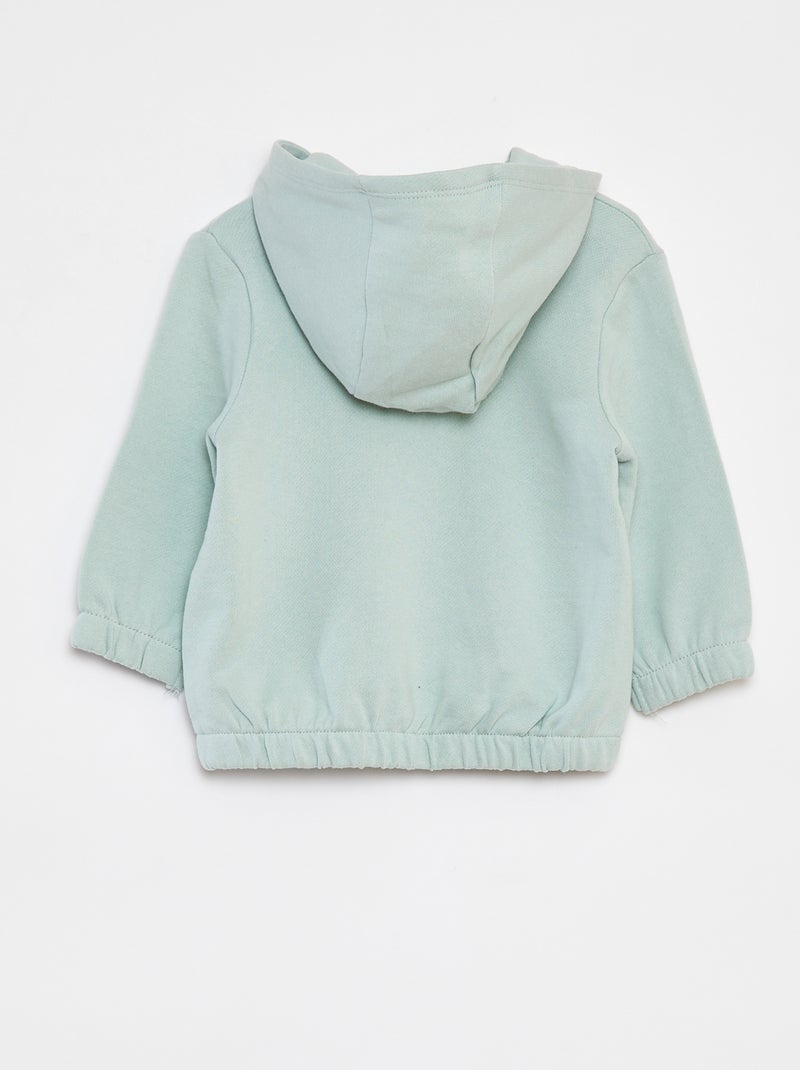 Sweatshirt com fecho lisa com capuz Azul - Kiabi