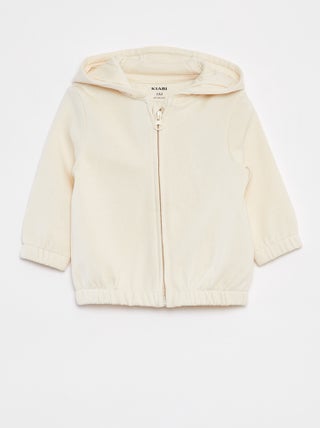 Sweatshirt com fecho lisa com capuz