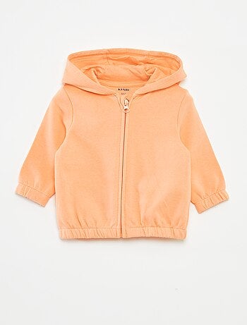 Sweatshirt com fecho lisa com capuz