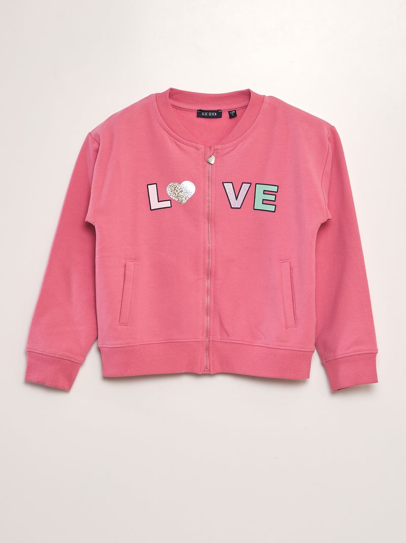 Sweatshirt com fecho 'LOVE' ROSA - Kiabi
