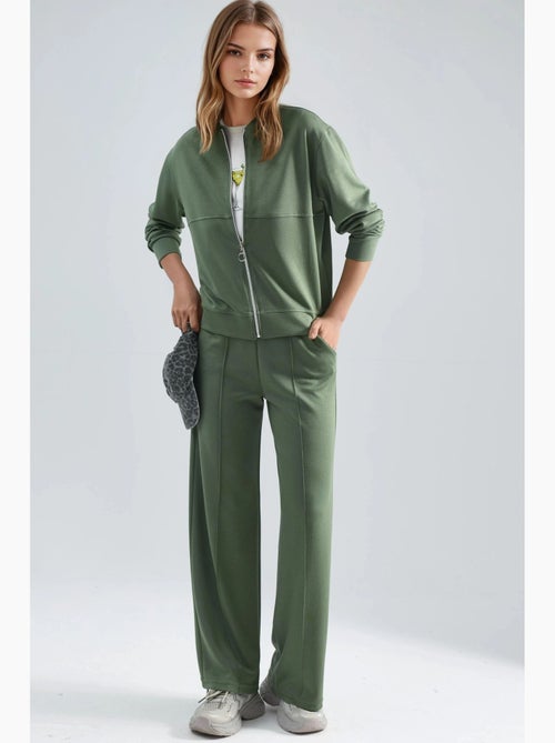 Sweatshirt com fecho modal touch e calças caneladas conjunto co-ord hiccup - Kiabi