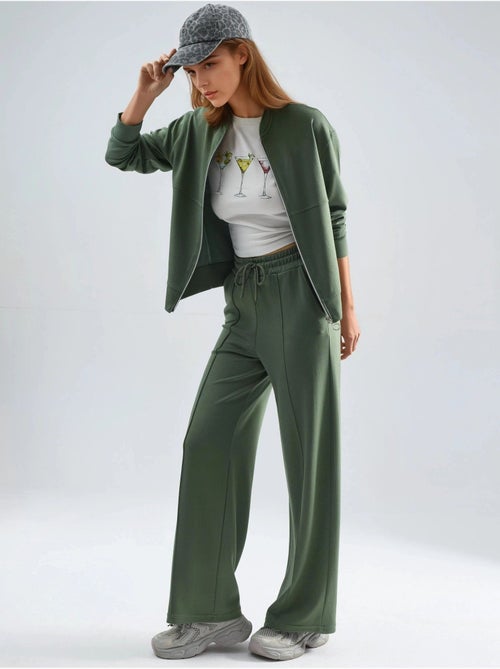 Sweatshirt com fecho modal touch e calças caneladas conjunto co-ord hiccup - Kiabi
