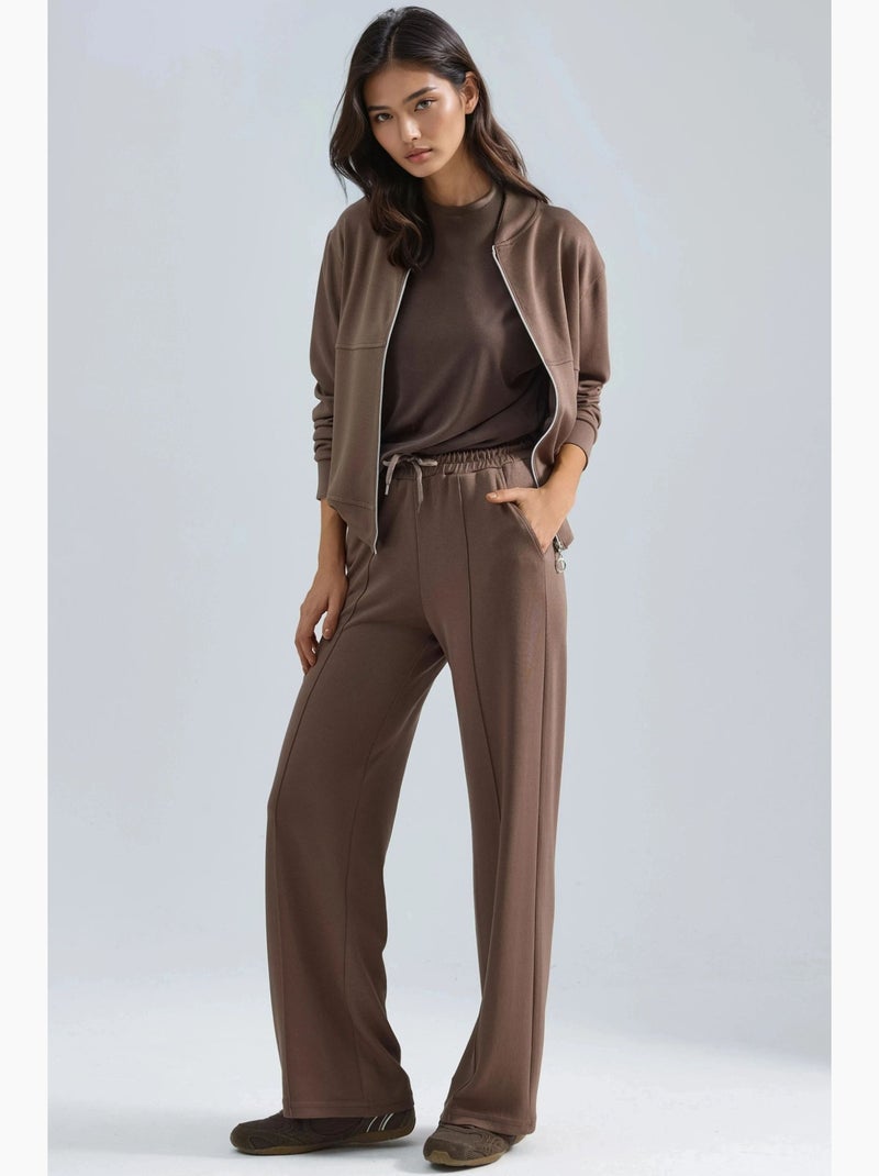 Sweatshirt com fecho modal touch e calças caneladas conjunto co-ord hiccup Castanho-claro - Kiabi