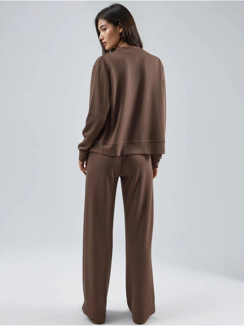 Sweatshirt com fecho modal touch e calças caneladas conjunto co-ord hiccup - Kiabi Sweatshirt com fecho modal touch e calças caneladas conjunto co-ord hiccup - Kiabi