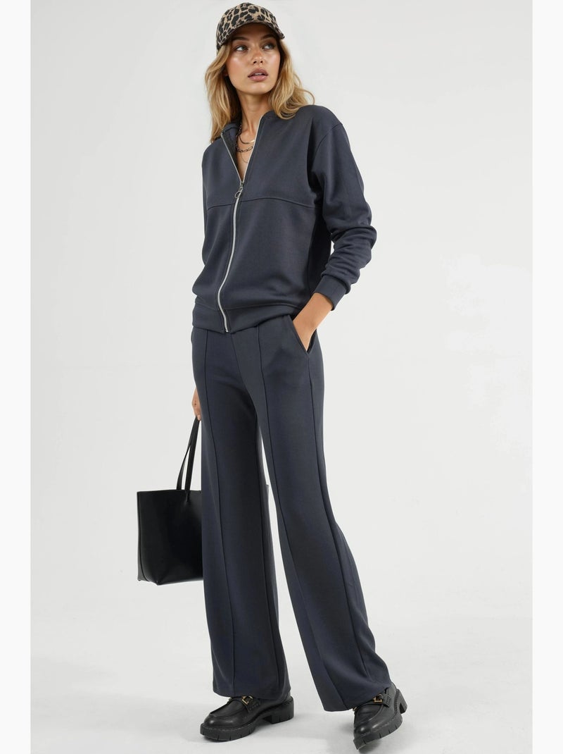 Sweatshirt com fecho modal touch e calças caneladas conjunto co-ord hiccup Cinza - Kiabi