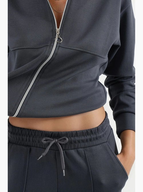 Sweatshirt com fecho modal touch e calças caneladas conjunto co-ord hiccup - Kiabi Sweatshirt com fecho modal touch e calças caneladas conjunto co-ord hiccup - Kiabi