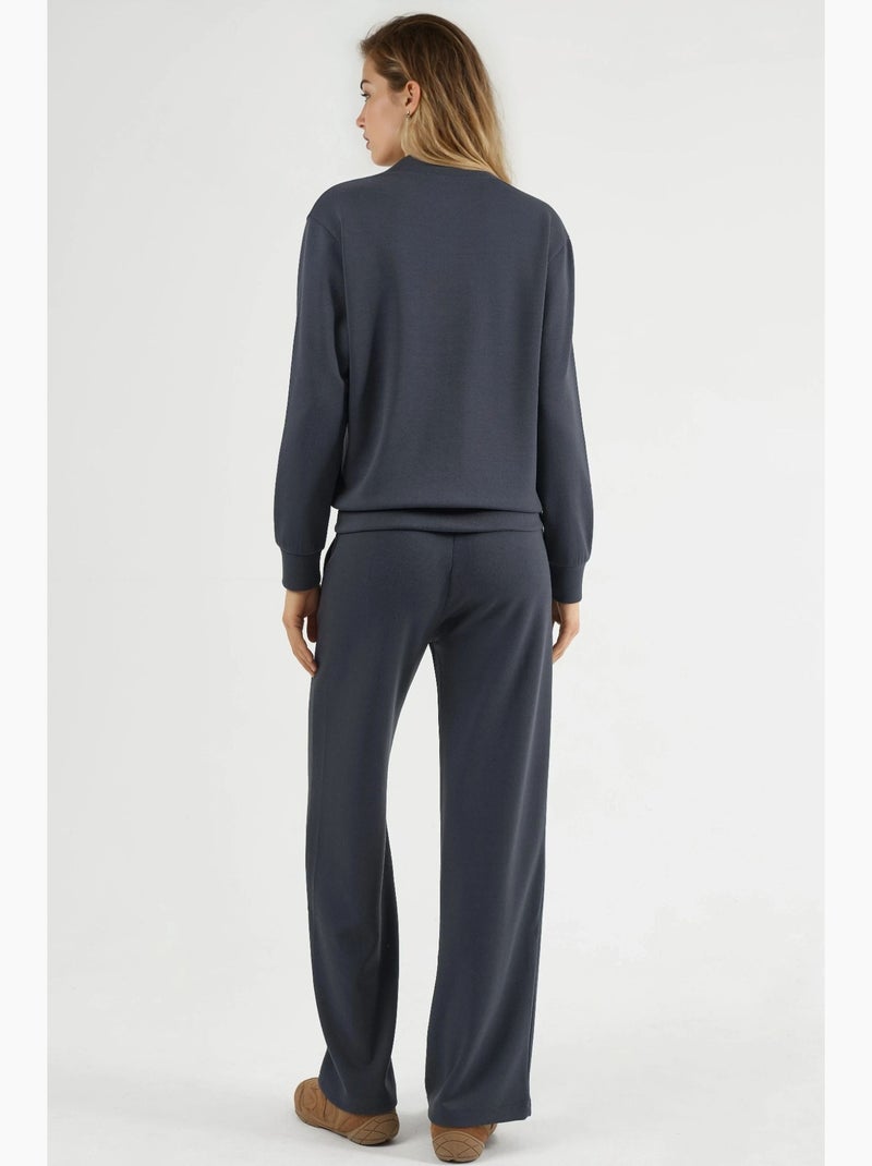 Sweatshirt com fecho modal touch e calças caneladas conjunto co-ord hiccup Cinza - Kiabi