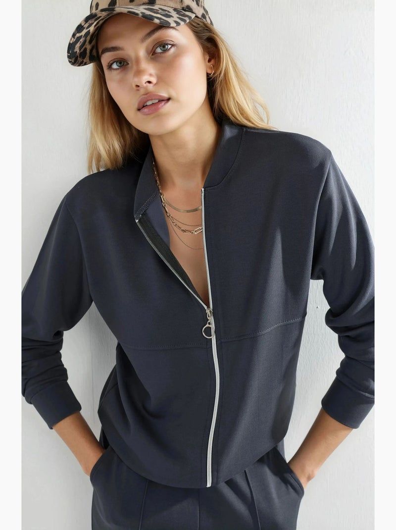 Sweatshirt com fecho modal touch e calças caneladas conjunto co-ord hiccup Cinza - Kiabi