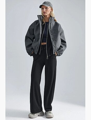 Sweatshirt com fecho modal touch e calças caneladas conjunto co-ord hiccup