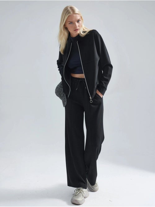 Sweatshirt com fecho modal touch e calças caneladas conjunto co-ord hiccup - Kiabi