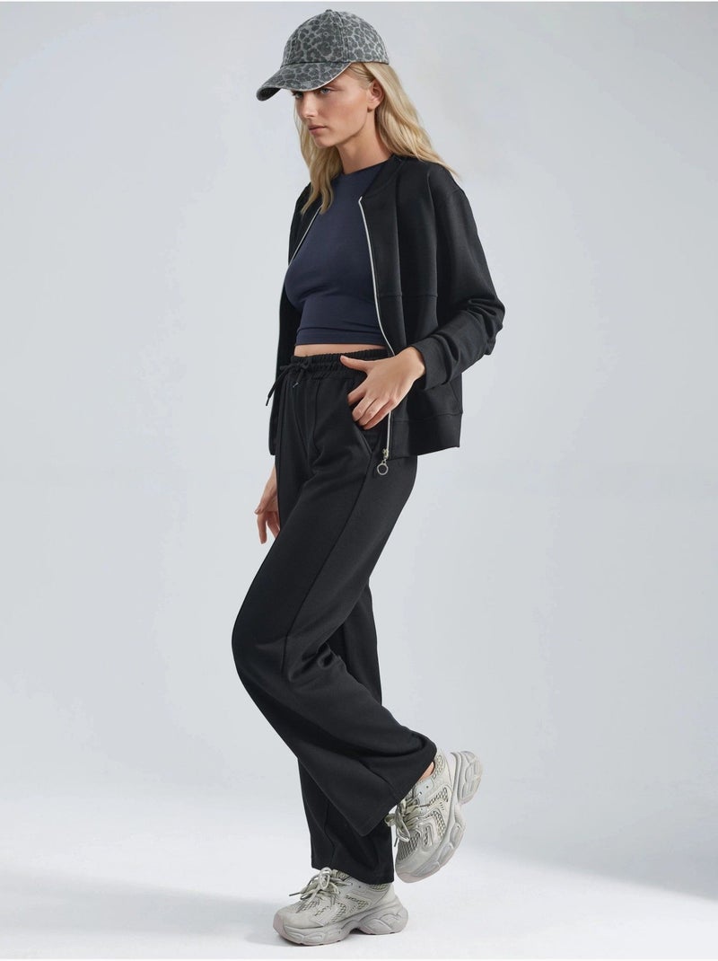 Sweatshirt com fecho modal touch e calças caneladas conjunto co-ord hiccup Preto - Kiabi