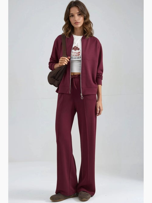 Sweatshirt com fecho modal touch e calças caneladas conjunto co-ord hiccup - Kiabi
