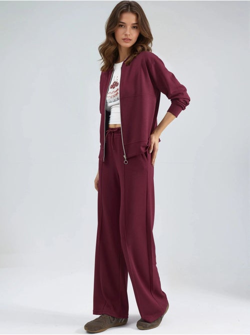 Sweatshirt com fecho modal touch e calças caneladas conjunto co-ord hiccup - Kiabi