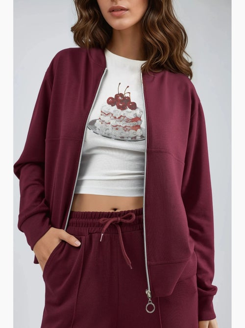 Sweatshirt com fecho modal touch e calças caneladas conjunto co-ord hiccup - Kiabi
