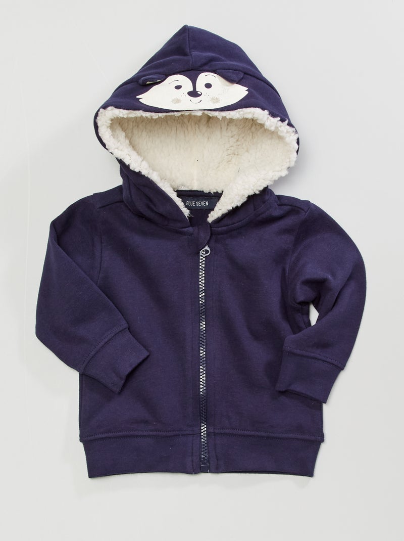 Sweatshirt com fecho 'Raposa' Azul Marinho - Kiabi