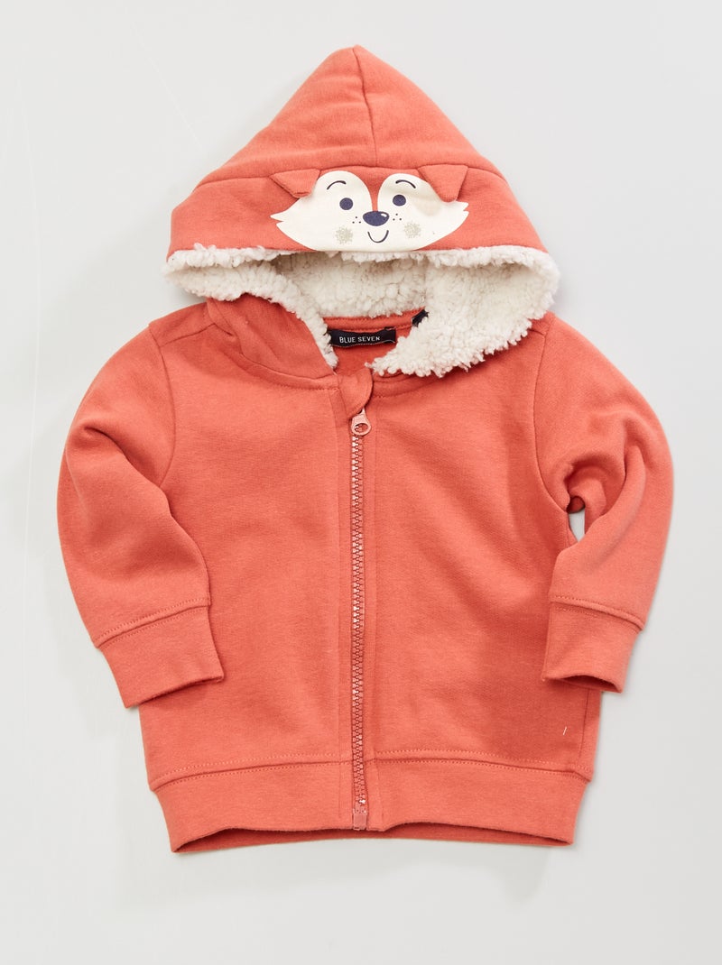 Sweatshirt com fecho 'Raposa' Vermelho Tijolo - Kiabi