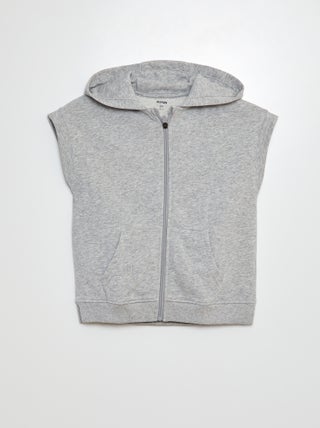 Sweatshirt com fecho sem mangas