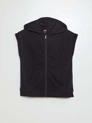 Sweatshirt com fecho sem mangas