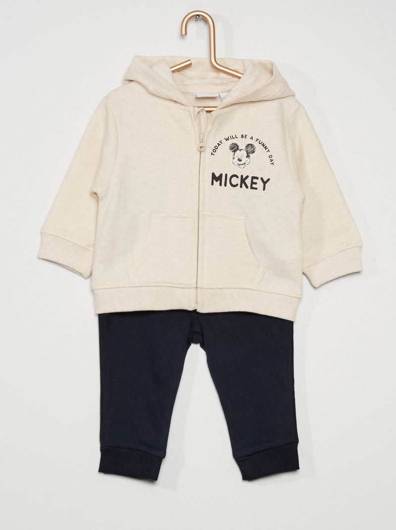 Sweatshirt com fecho + t-shirt + calças 'Disney' BEGE - Kiabi