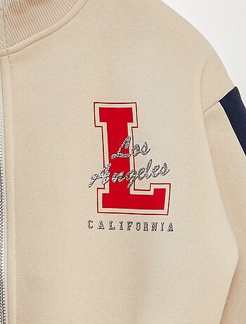 Sweatshirt com fecho tipo campus