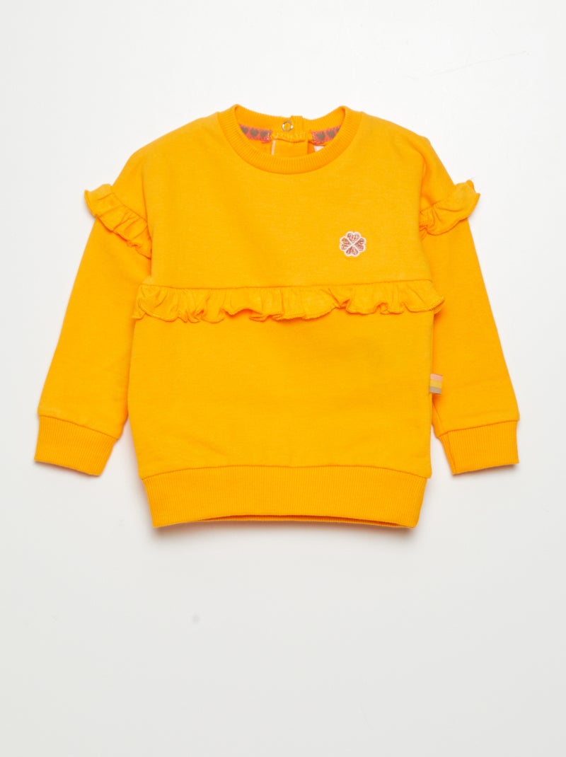 Sweatshirt com folhos AMARELO - Kiabi