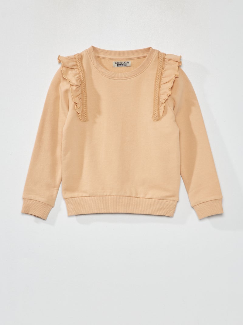Sweatshirt com folhos BEGE - Kiabi