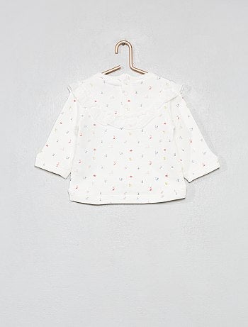 Sweatshirt com folhos pontilhados - Kiabi