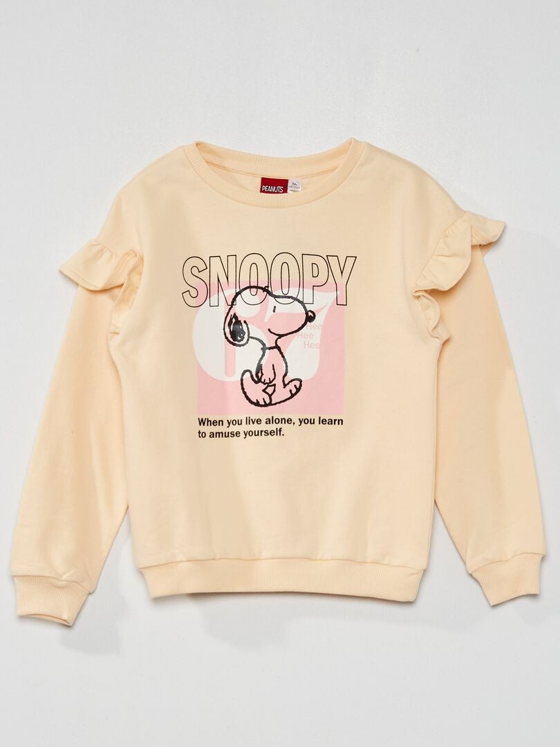Sweatshirt com folhos 'Snoopy' BEGE - Kiabi