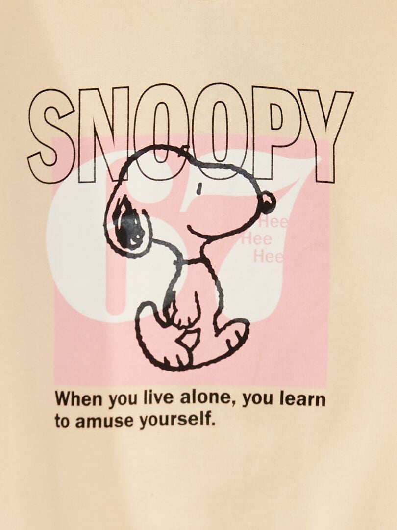 Sweatshirt com folhos 'Snoopy' BEGE - Kiabi