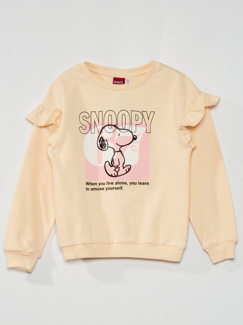 Sweatshirt com folhos 'Snoopy' BEGE - Kiabi