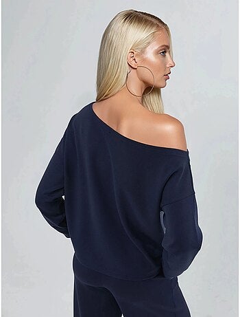 Sweatshirt com gola assimétrica e corte relaxed busem
