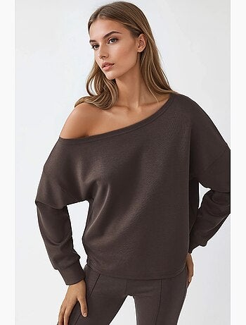 Sweatshirt com gola assimétrica e corte relaxed busem
