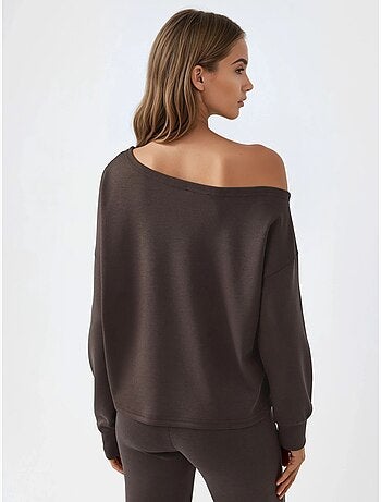 Sweatshirt com gola assimétrica e corte relaxed busem