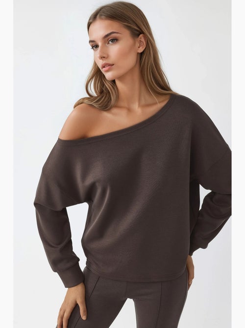 Sweatshirt com gola assimétrica e corte relaxed busem - Kiabi Sweatshirt com gola assimétrica e corte relaxed busem - Kiabi