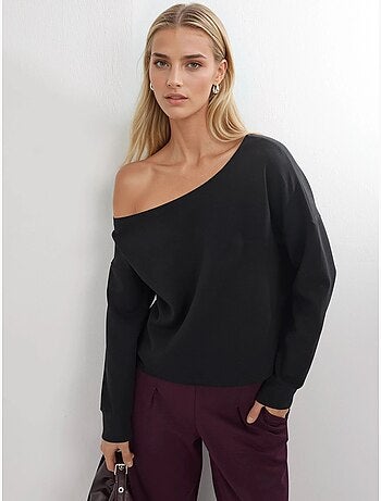 Sweatshirt com gola assimétrica e corte relaxed busem