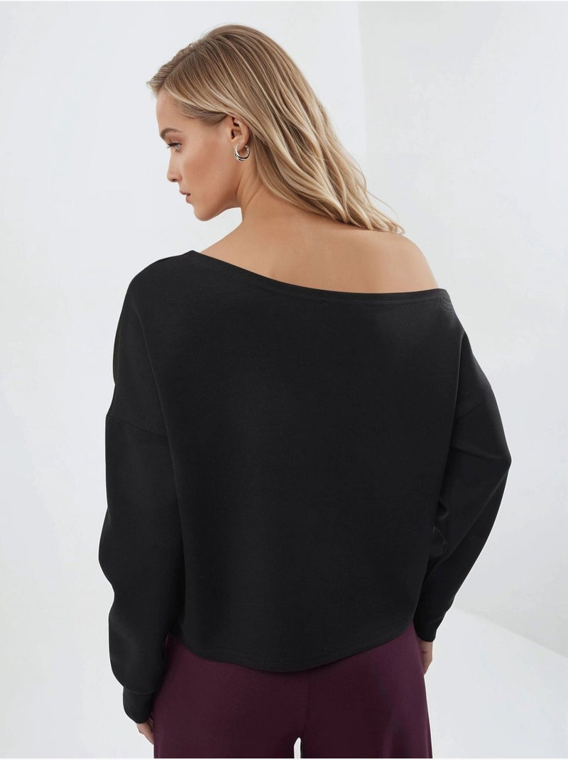 Sweatshirt com gola assimétrica e corte relaxed busem Preto - Kiabi