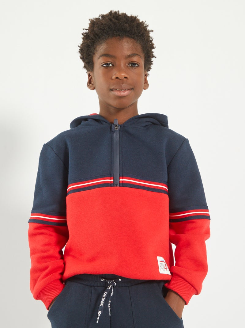 Sweatshirt com gola com fecho com capuz VERMELHO - Kiabi