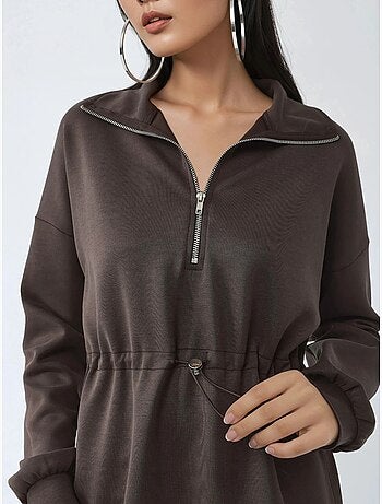 Sweatshirt com gola com fecho e cintura ajustável busem